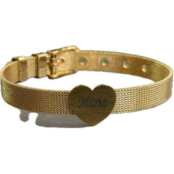 Pulseira aço dourada coração